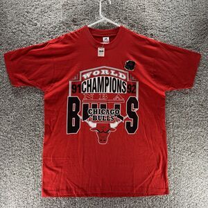 Vintage 90s Chicago Bulls Shirt Mens XL Red 1992 World Champions NBA Finals New